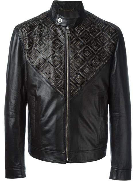 versace leather jacket mens price|Versace leather jackets women.